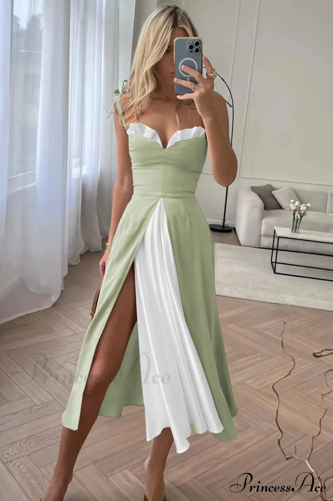 High Waist Stylish Satin Wrap Dress - Image 8