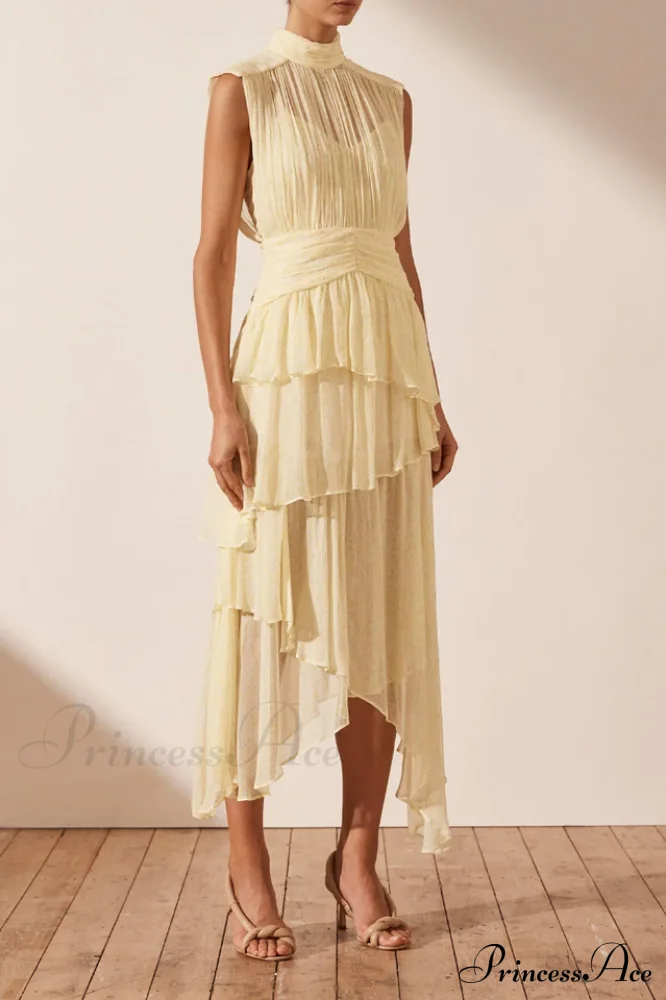 Faye Sleeveless Stylish Ruched Midi Dress - Image 8