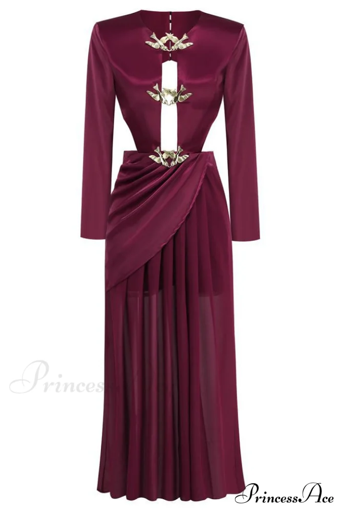 Buckle Detailed Stylish Draped Maxi Dress - Image 4