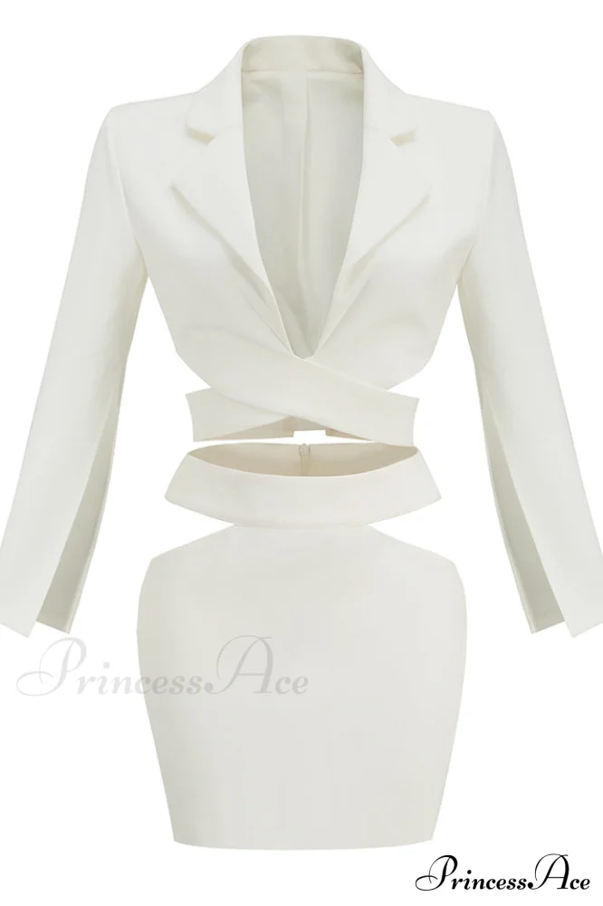 Cut Out Blazer Top Graceful + Mini Skirt Set - Image 3