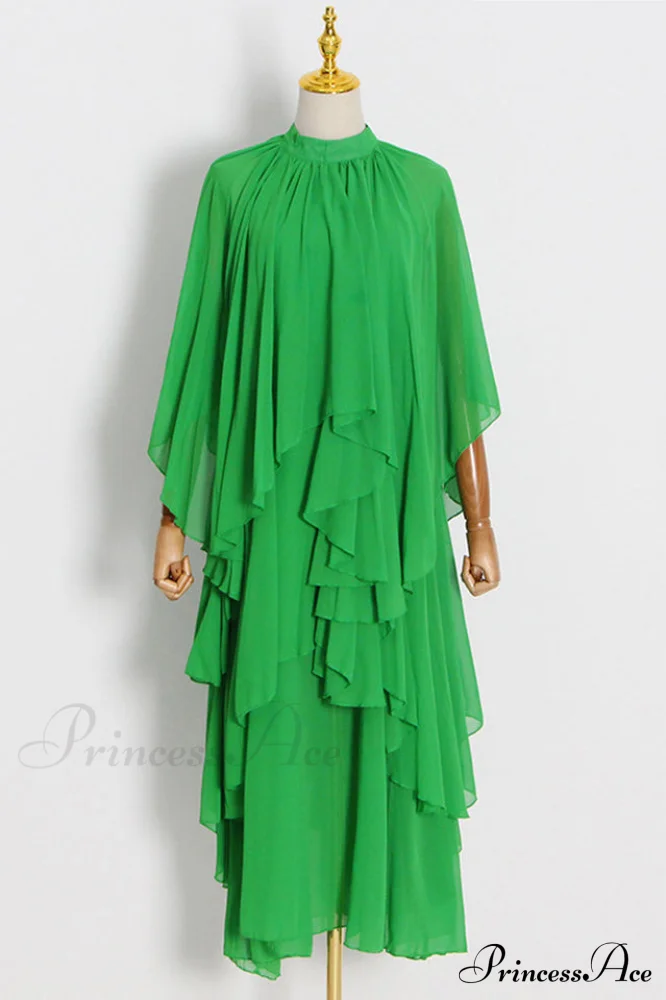 Layered Elegant Silk-Georgette Gown - Image 7