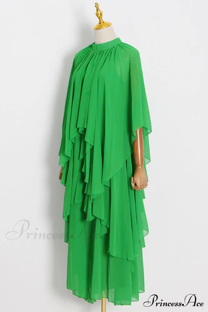 Layered Elegant Silk-Georgette Gown - Image 8