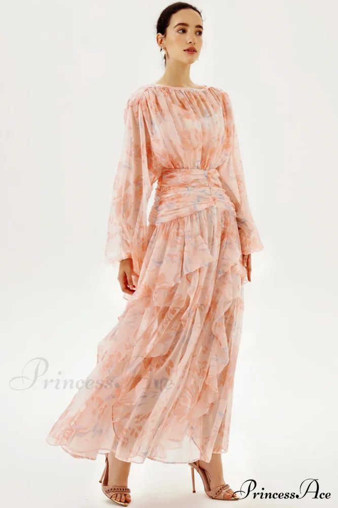 Faye Round Neck Charming Balloon Sleeve Maxi Dress