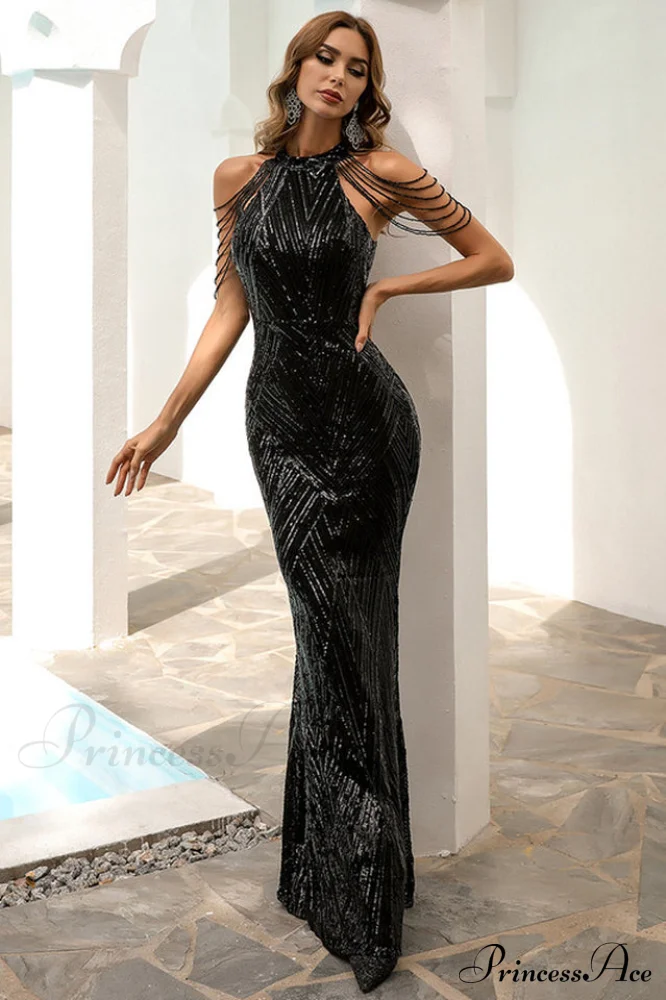 Halter Neck Sequin Charming Mermaid Prom Dress - Image 19