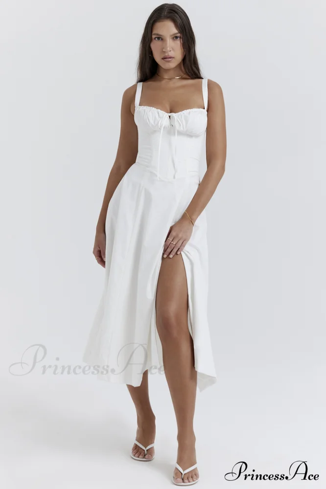 Carmen White Stylish Bustier Sundress