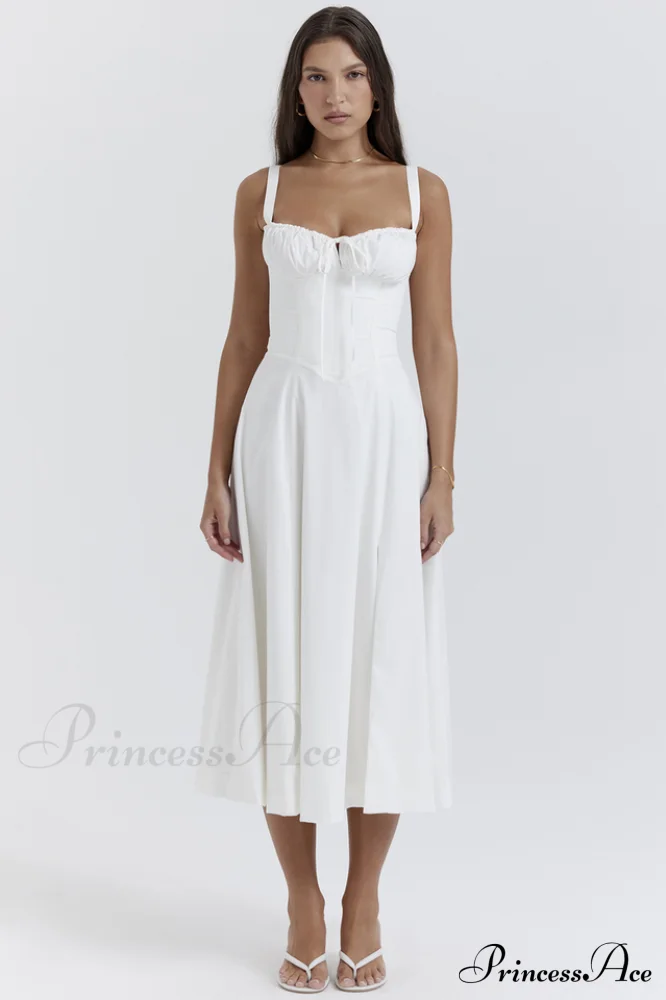 Carmen White Stylish Bustier Sundress - Image 3