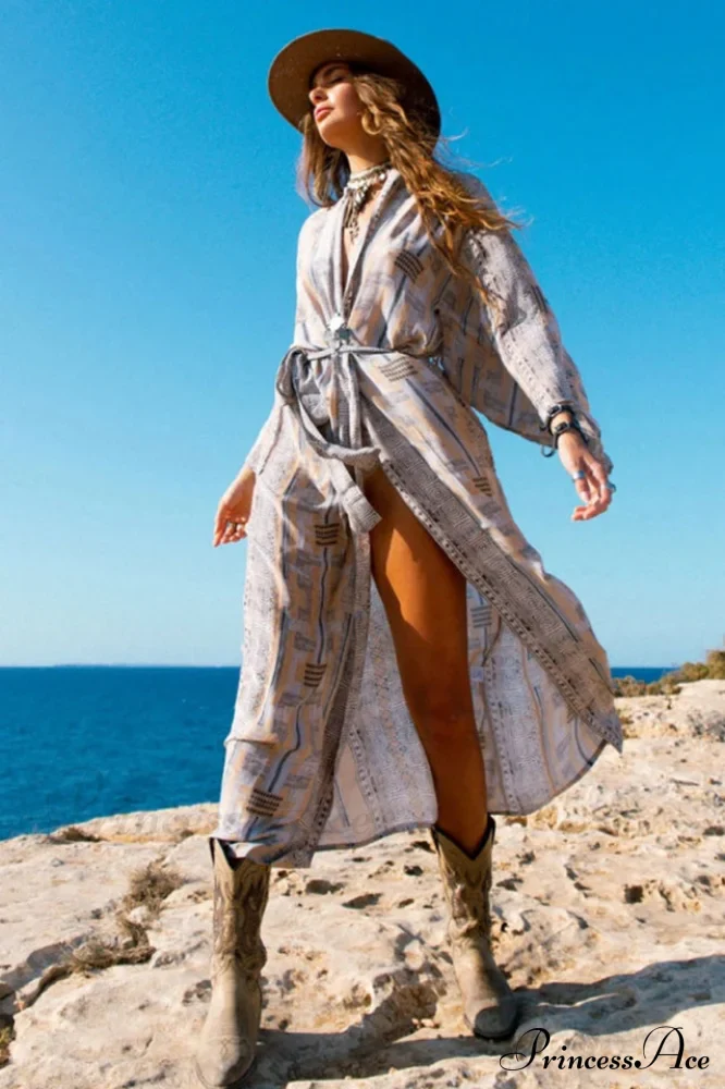 Boho Tie Stylish Dye Kimono Blouse - Image 26