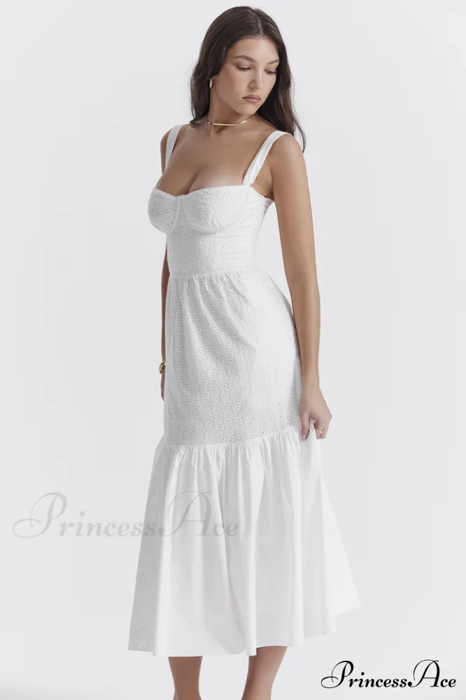 Elia White Broderie Charming Anglaise Midi Dress - Image 5