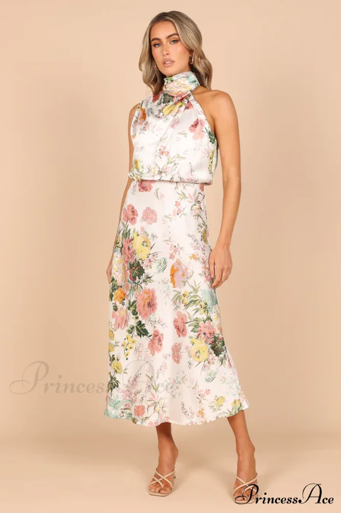 Anabelle Halter Stylish Neck Midi Dress