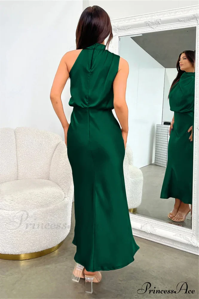 Halter Sleeveless Satin Bridesmaid Dress - Image 22