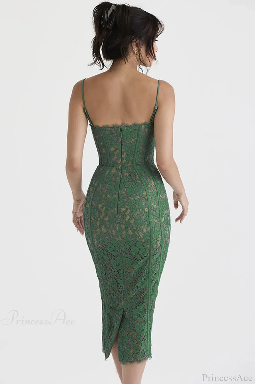 Joelle Forest Lace Midi Dress - Image 2