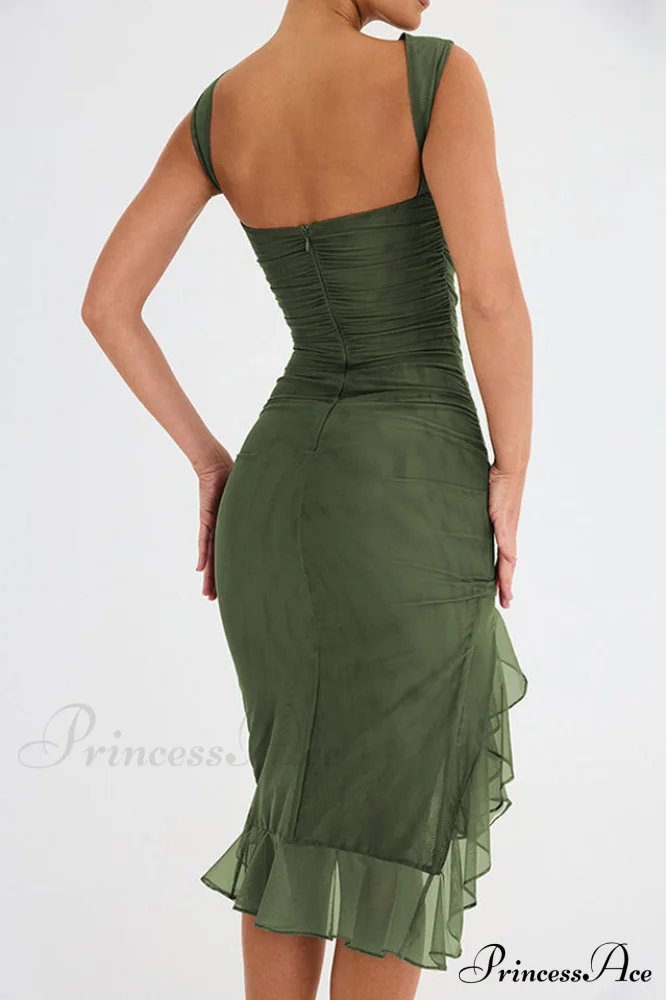 Bay Leaf Stylish Ruffle Midi Dress - Image 24