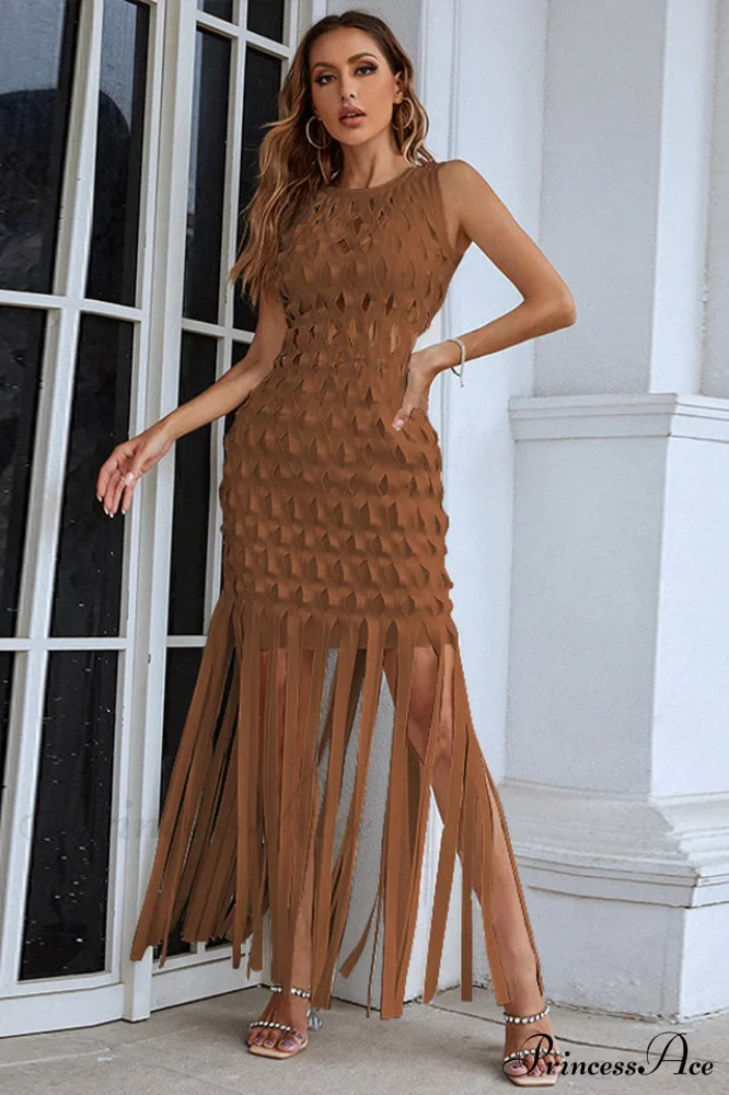 Denisa Sleeveless Stylish Tassel Dress - Image 6