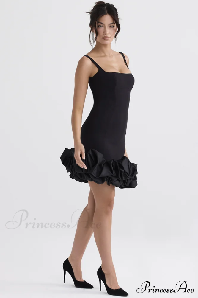 Black Ruffle Stylish Hem Dress - Image 10