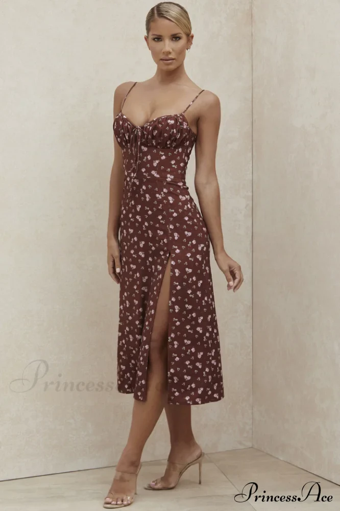 Floral Bustier Stylish Midi Dress - Image 5