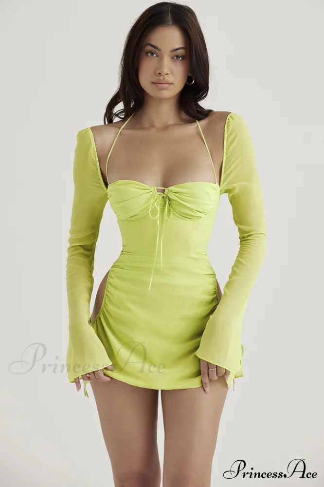 Chiffon Halter Stylish Mini Dress - Image 12