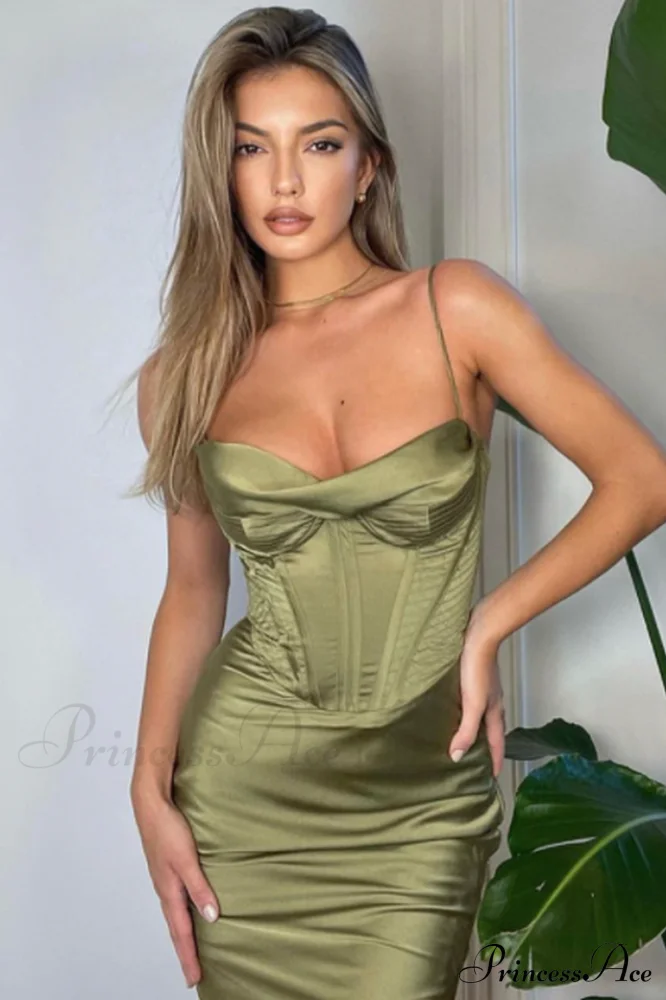 Absolute Elegance Satin Charming Corset Midi Dress - Image 11