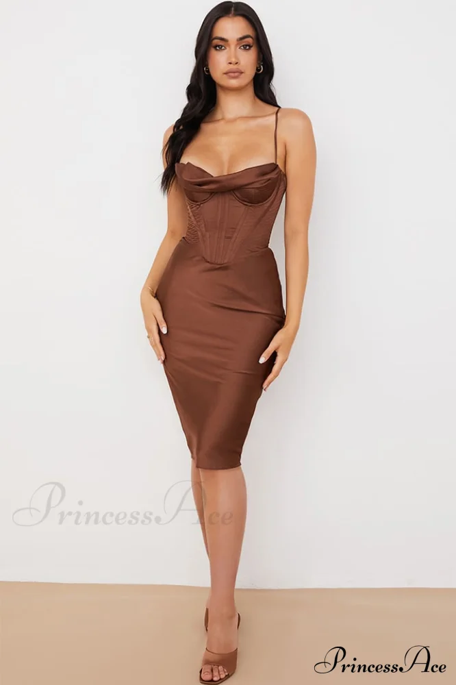 Absolute Elegance Satin Charming Corset Midi Dress - Image 25