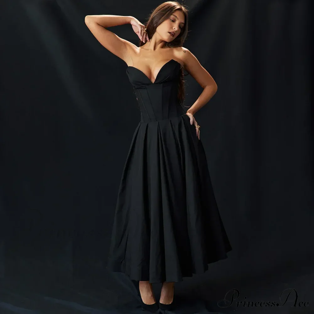 Adriana Midi A-Line Charming Strapless Corset Dress - Image 12