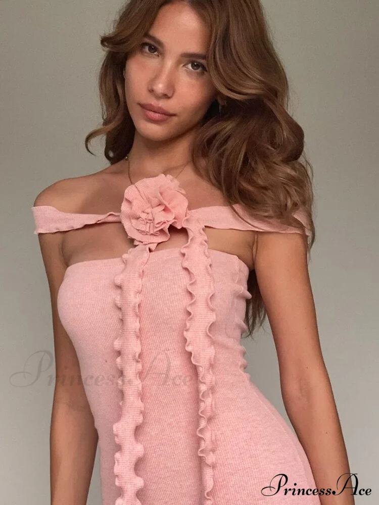 Bianca Bodycon Midi Dresses Graceful with Ruched and Rose Detail - Image 2