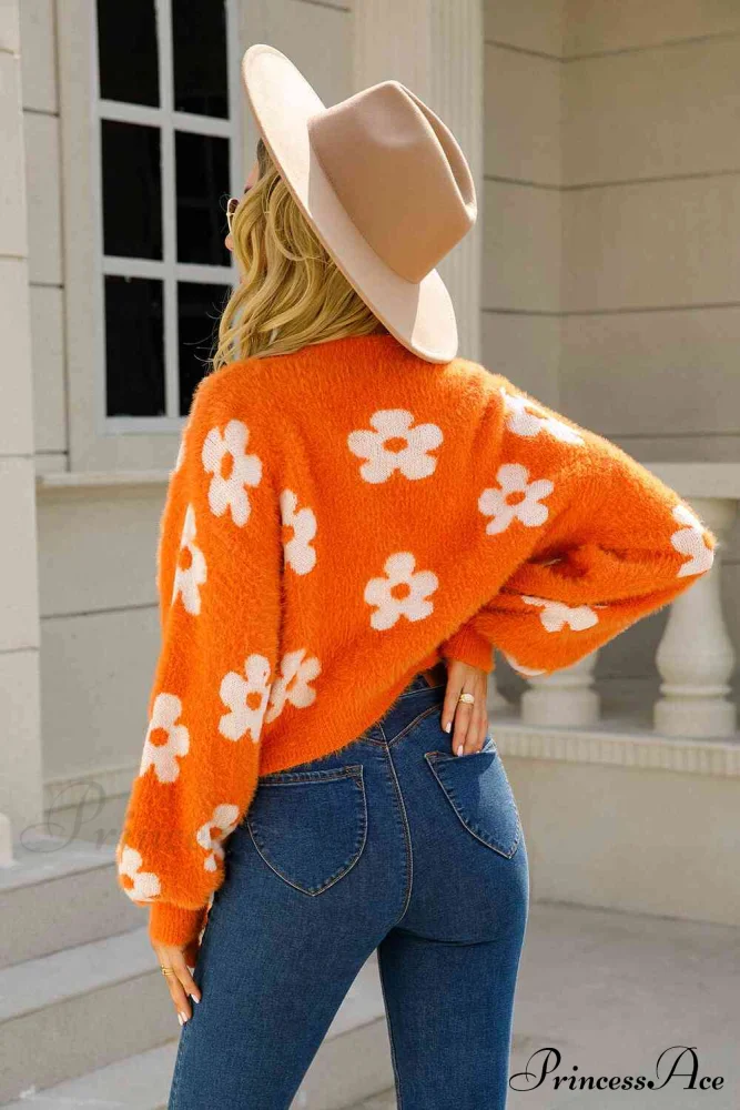 Cozy Blooms Floral Charming Print Fuzzy Cardigan - Image 12