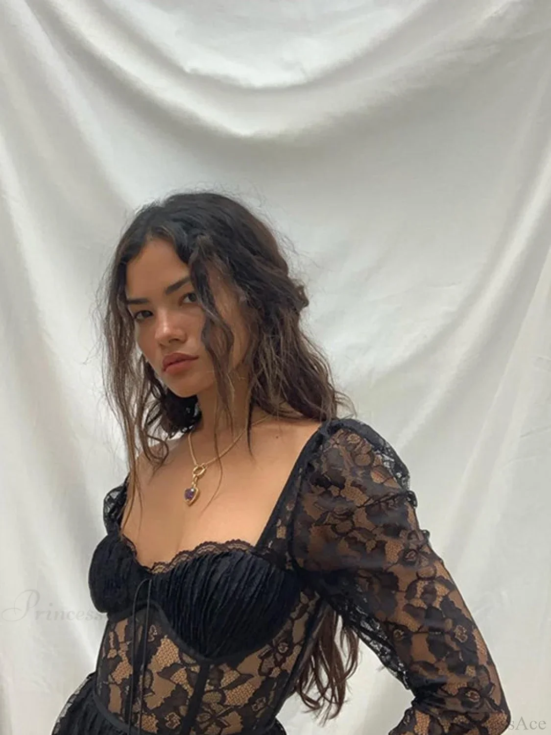 Delilah Sexy Lace Charming Split Maxi Dress - Image 10