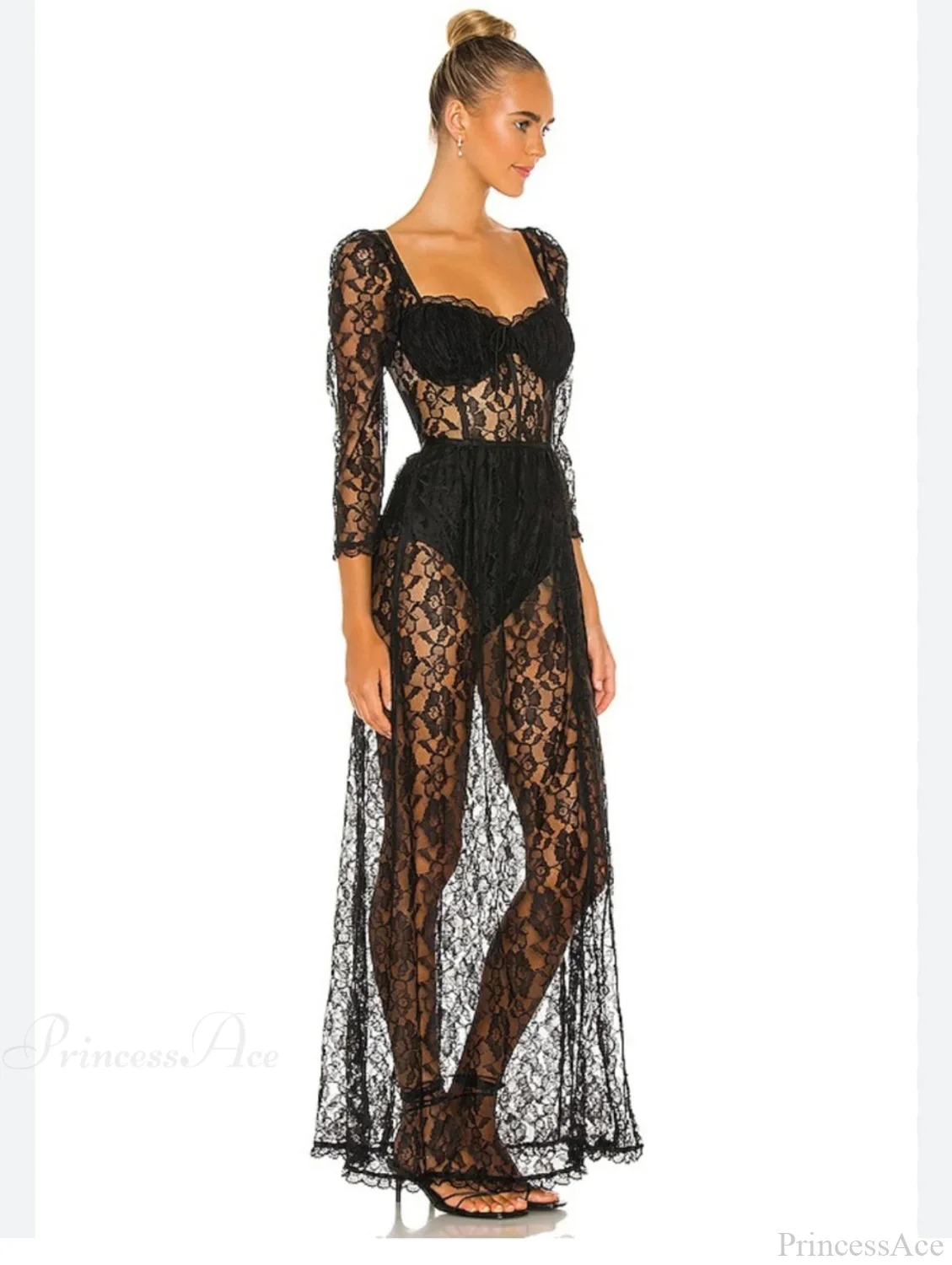 Delilah Sexy Lace Charming Split Maxi Dress - Image 6