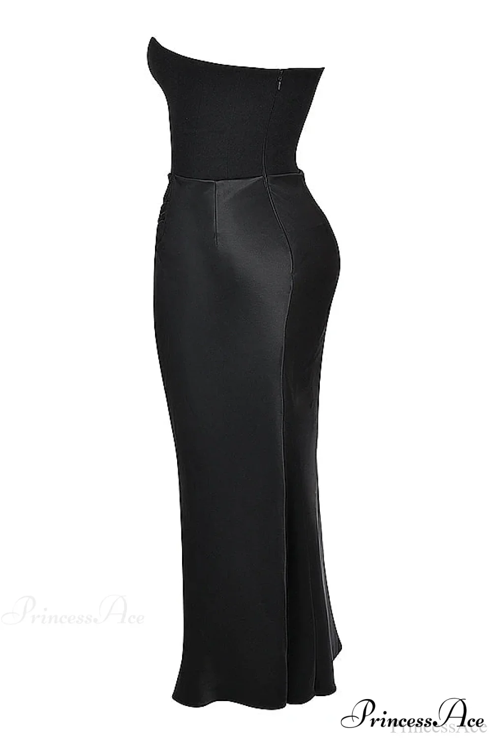 Black Corset Tube Charming Satin Maxi Dress - Image 4