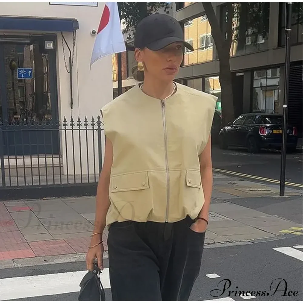 Cargo Pocket Stylish Drawstring Waistcoat - Image 15