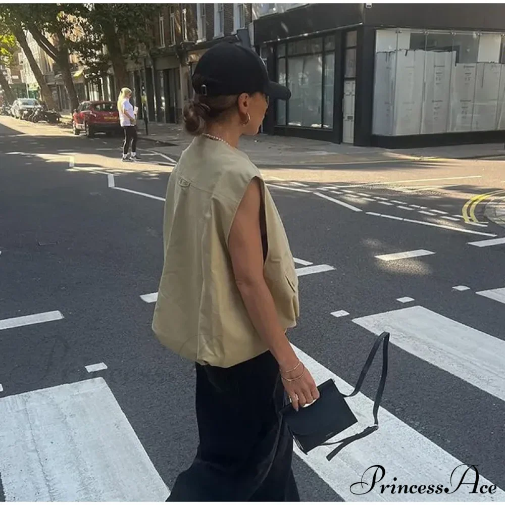 Cargo Pocket Stylish Drawstring Waistcoat - Image 24