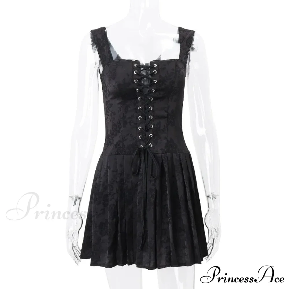 Black Front Stylish Lace-Up Mini Dress - Image 6