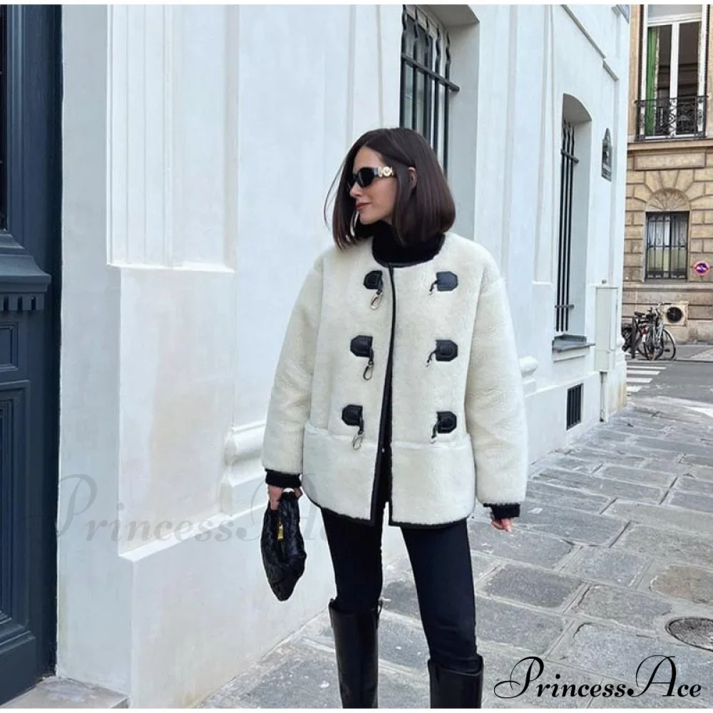 Faux Fur Stylish Plush Buckle Jacket - Image 10