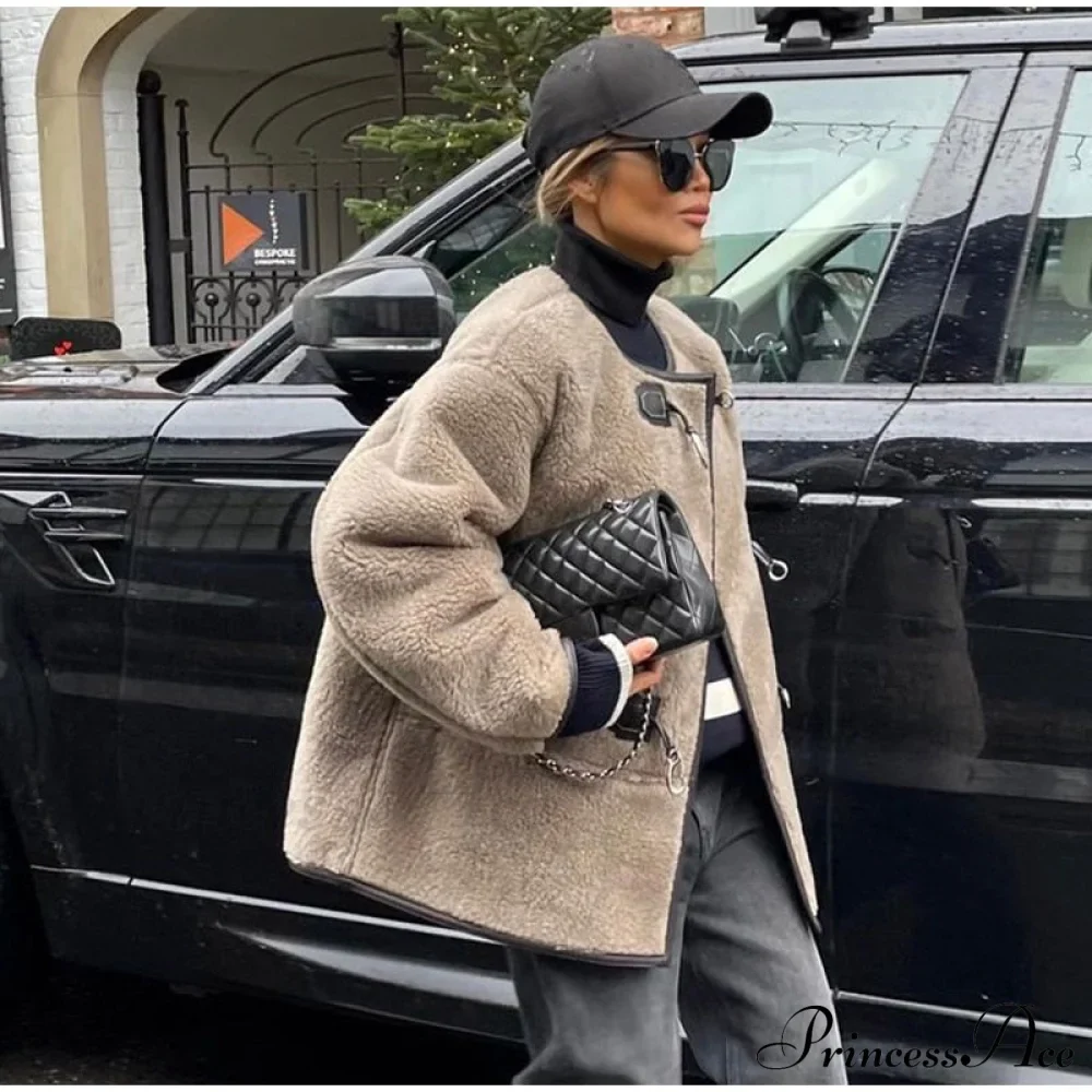 Faux Fur Stylish Plush Buckle Jacket - Image 15