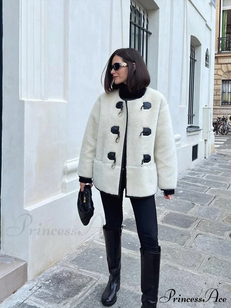Faux Fur Stylish Plush Buckle Jacket - Image 7