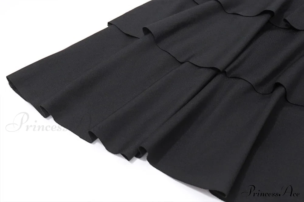 Black Deep V-neck Charming Backless Frill Mini Dress - Image 10