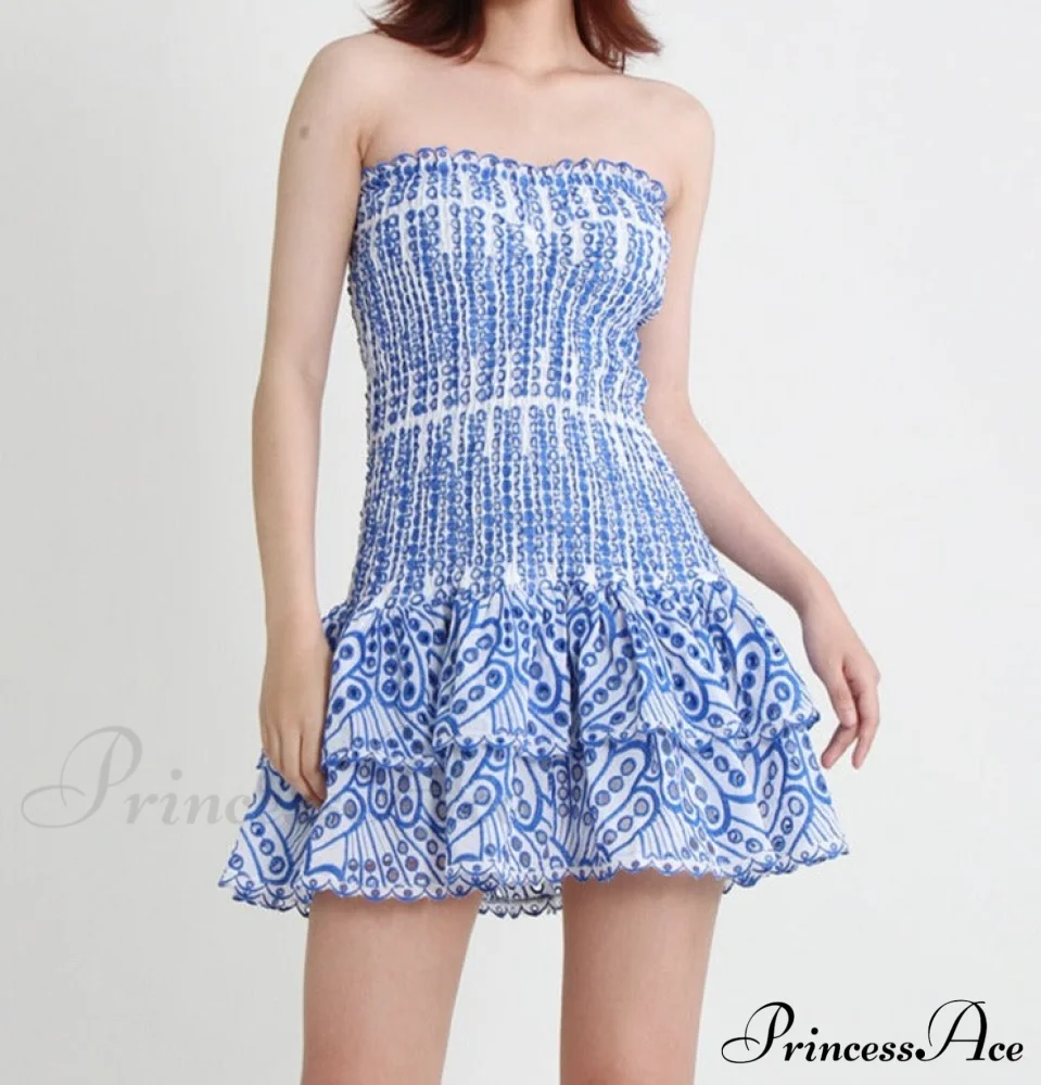 Printed Ruched Stylish Tube Mini Dress - Image 11
