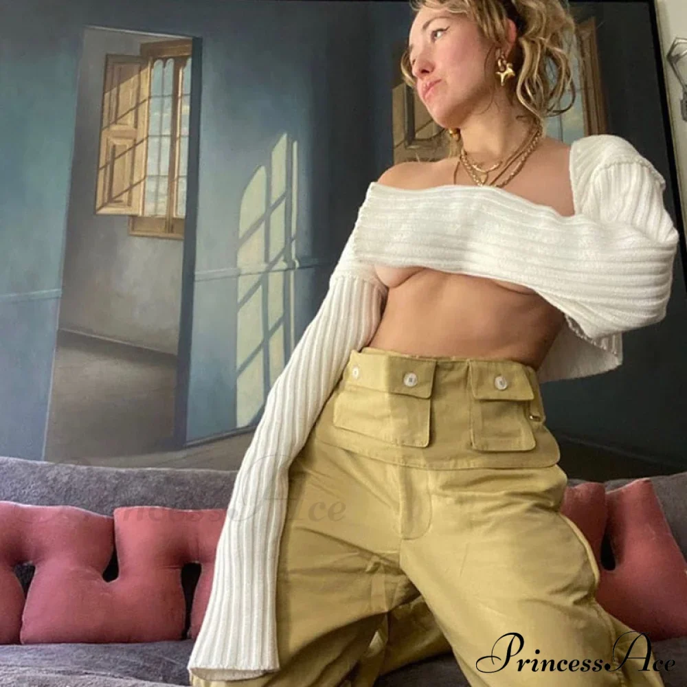 Knit Sweater Stylish Cropped Sleeve - Image 21