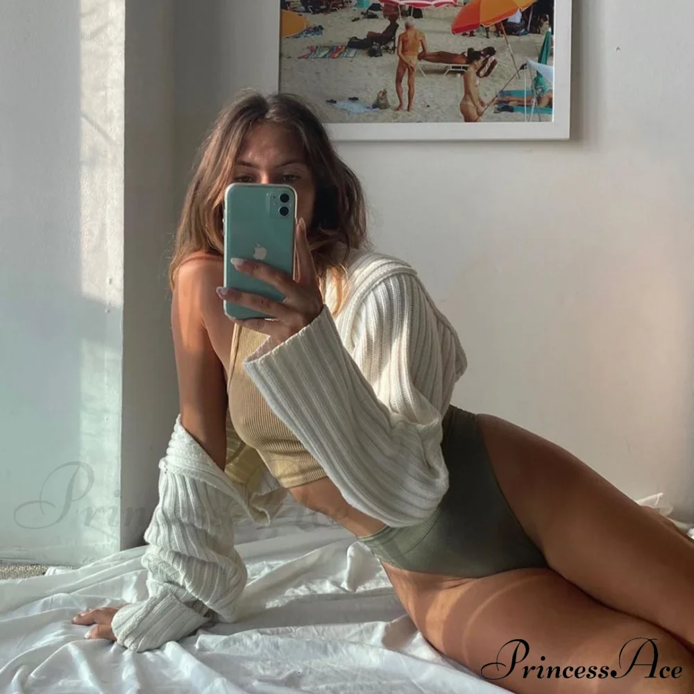 Knit Sweater Stylish Cropped Sleeve - Image 26