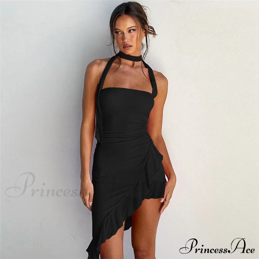 Draped Frill Stylish Tube Mini Dress - Image 11