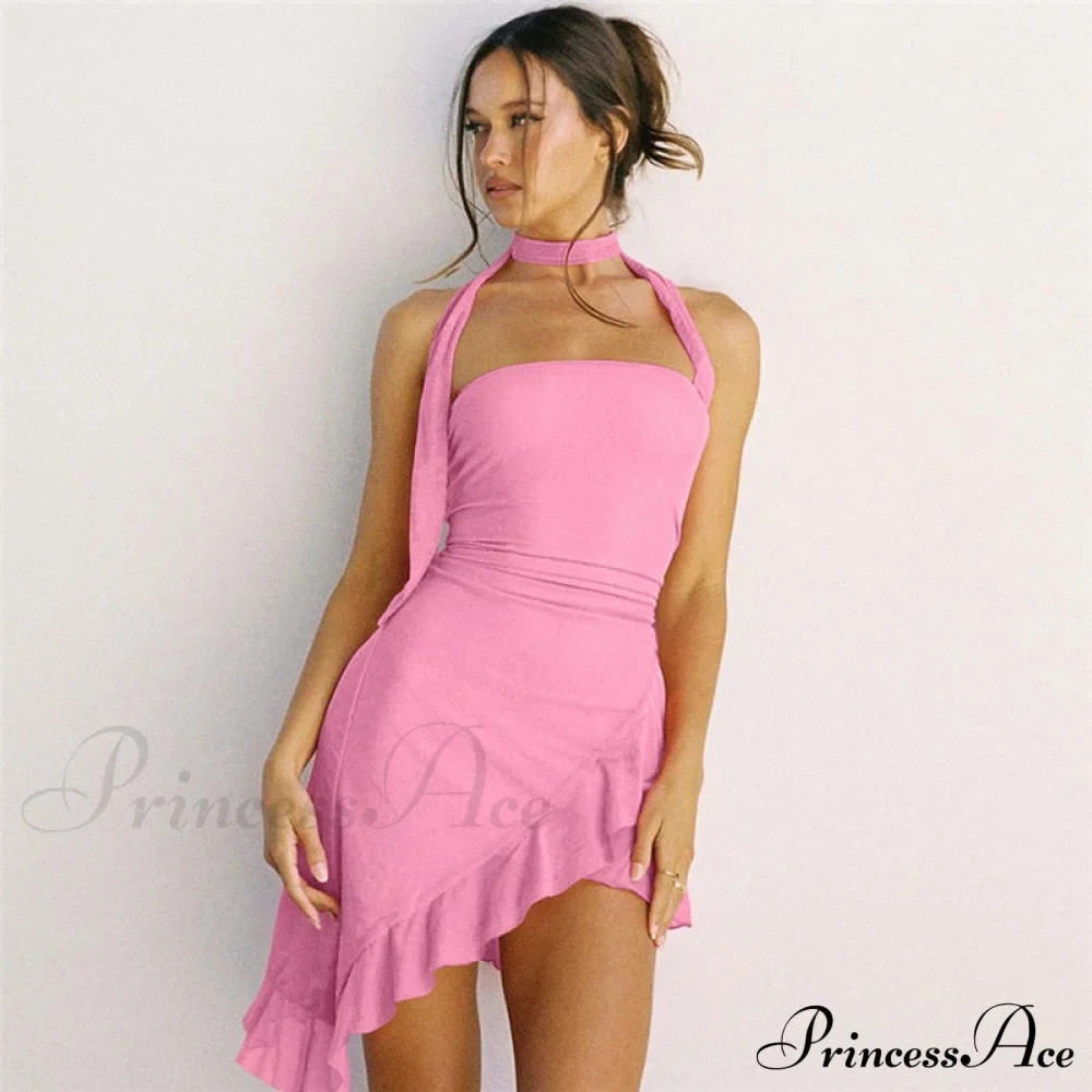 Draped Frill Stylish Tube Mini Dress - Image 8