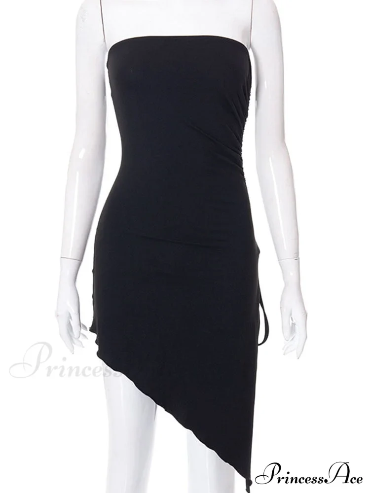 Black Side Split Charming Tube Mini Dress - Image 4