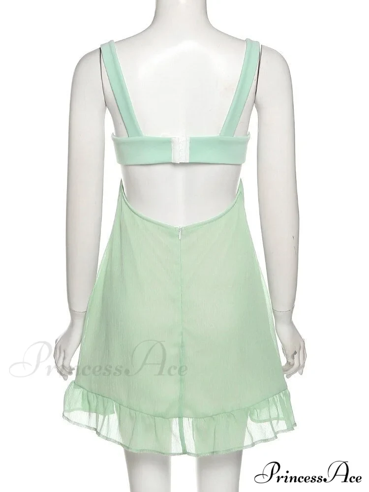 Green Frill Stylish Mini Dress - Image 9