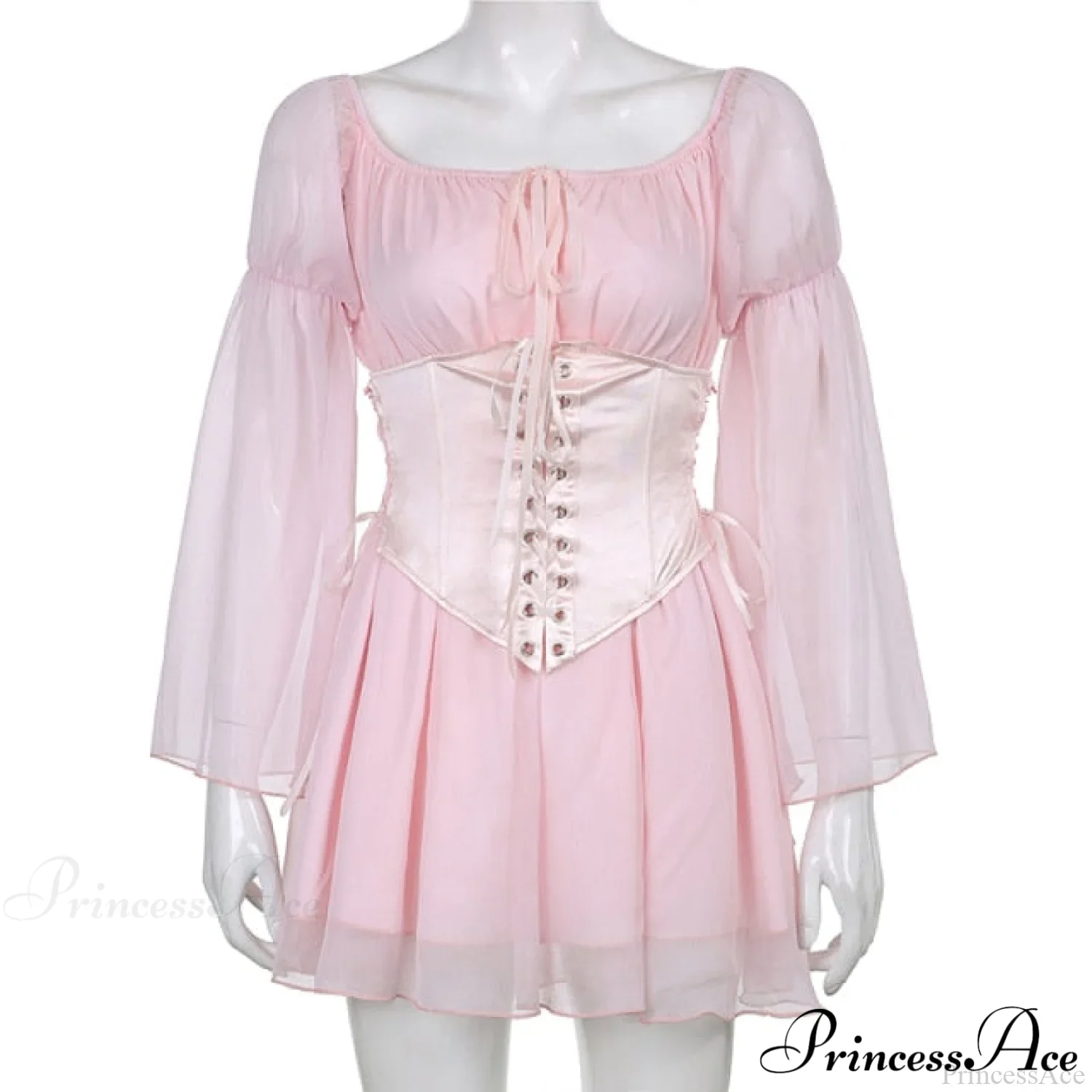 Chiffon Detachable Corset Charming Puff Sleeve Mini Dresses - Image 15
