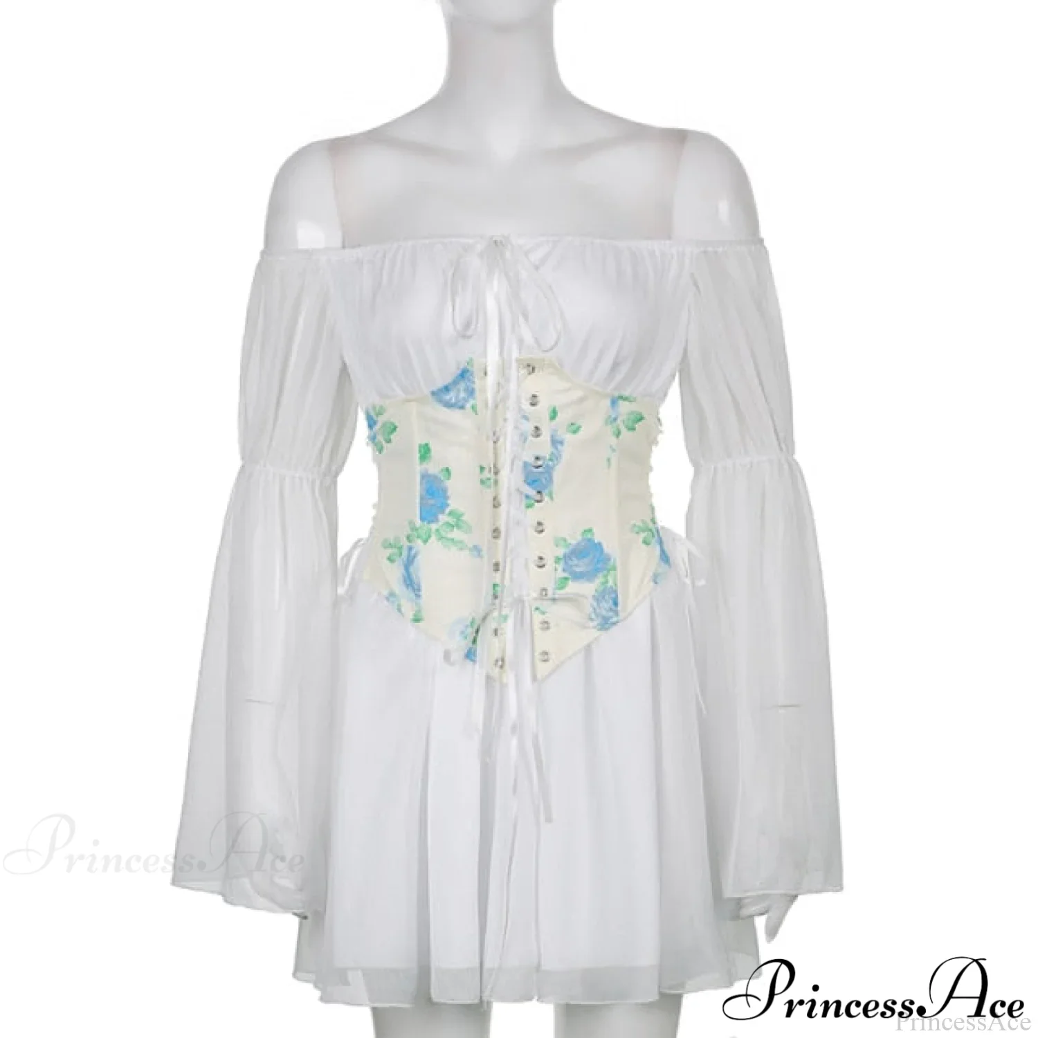 Chiffon Detachable Corset Charming Puff Sleeve Mini Dresses - Image 16