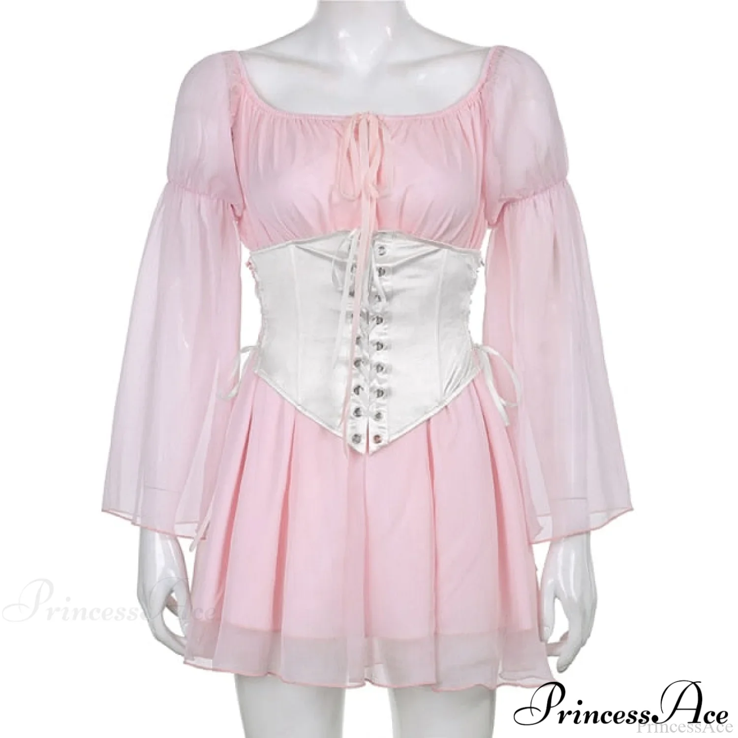 Chiffon Detachable Corset Charming Puff Sleeve Mini Dresses - Image 8