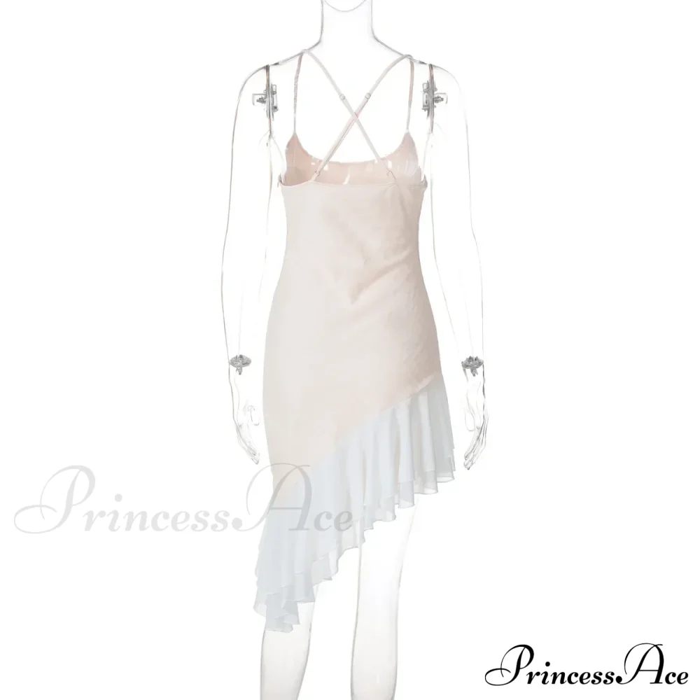 Pink Asymmetric Frill Charming Trim Cami Mini Dress - Image 17