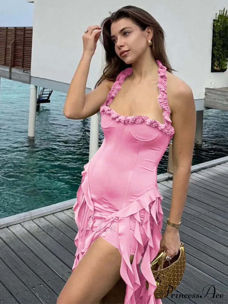 Halter Fringe Stylish Midi Dress - Image 5