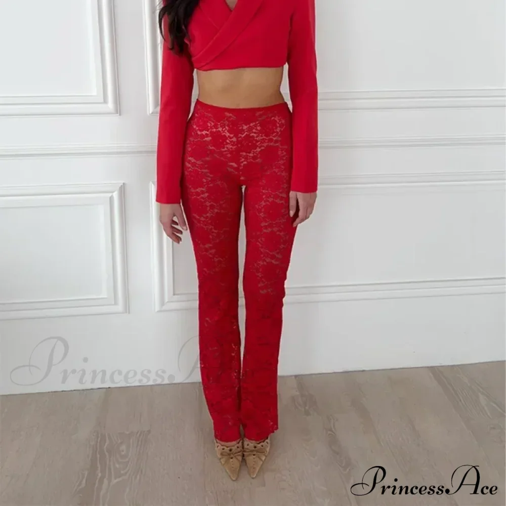 High Waist Stylish Sheer Lace Pants - Image 11