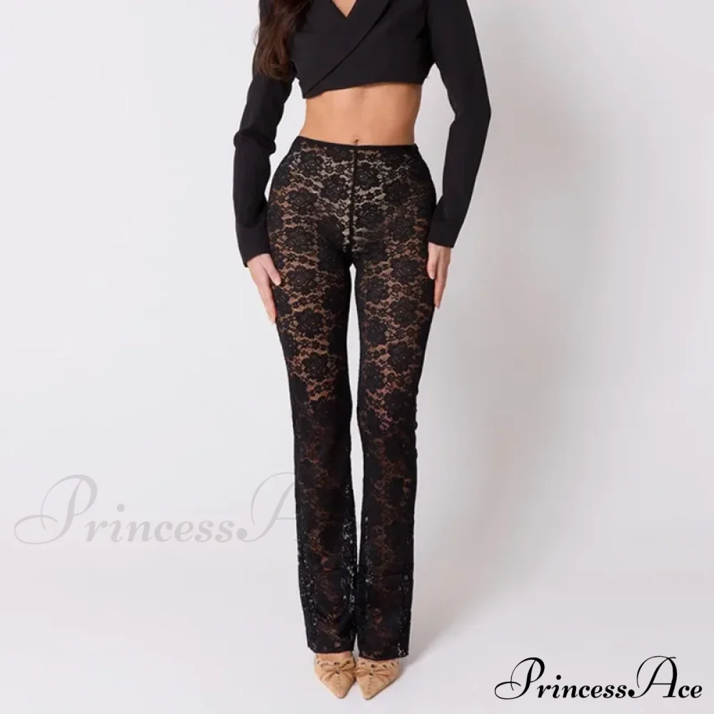 High Waist Stylish Sheer Lace Pants - Image 12