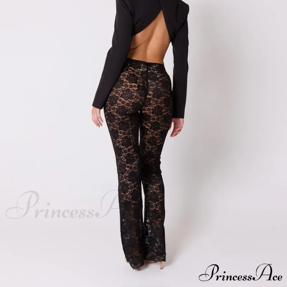 High Waist Stylish Sheer Lace Pants - Image 17